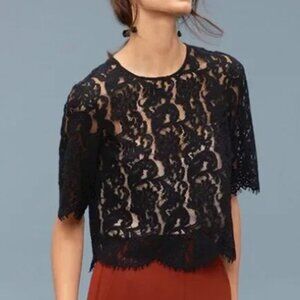 Aritzia Wilfred Black Lace Lapointe Blouse - Size XS